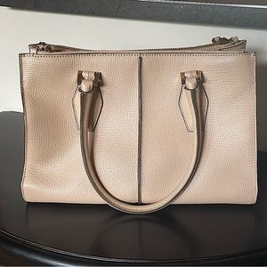 Tods D Styling Bag Neutral Taupe Leather Medium Tote Shoulder Handbag Excellent